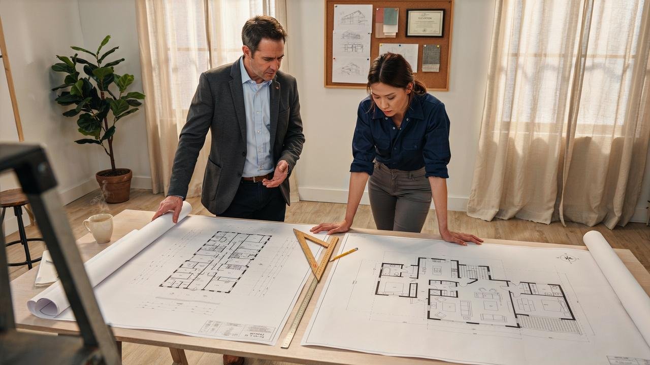 Property owner consulting a construction professional about project options.
