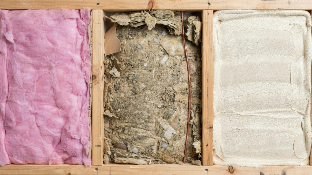 Comparison of fiberglass, cellulose and spray foam insulation.