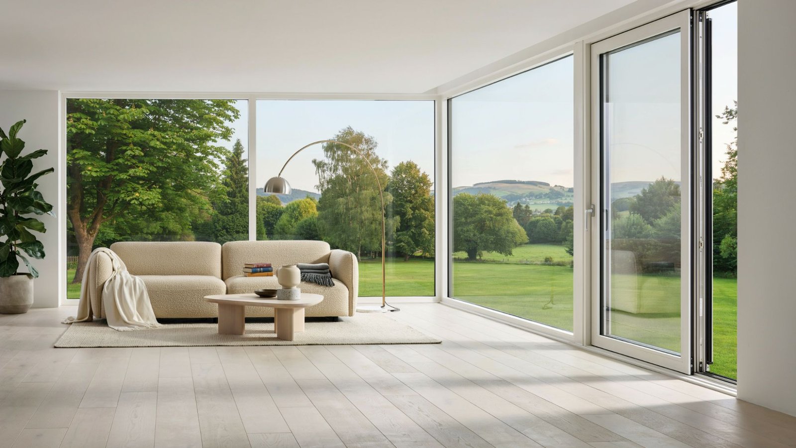 Modern double pane window with insulated glass in a bright energy-efficient home.