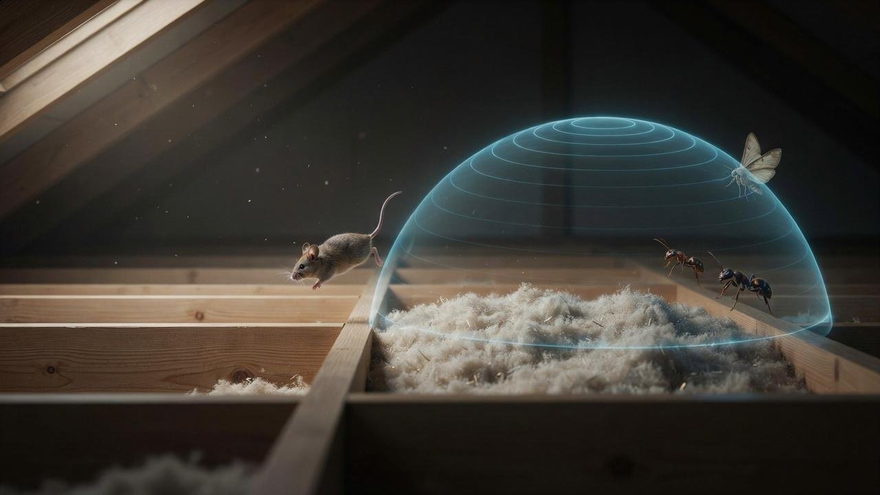Cellulose insulation protected from pests with insects avoiding treated insulation.