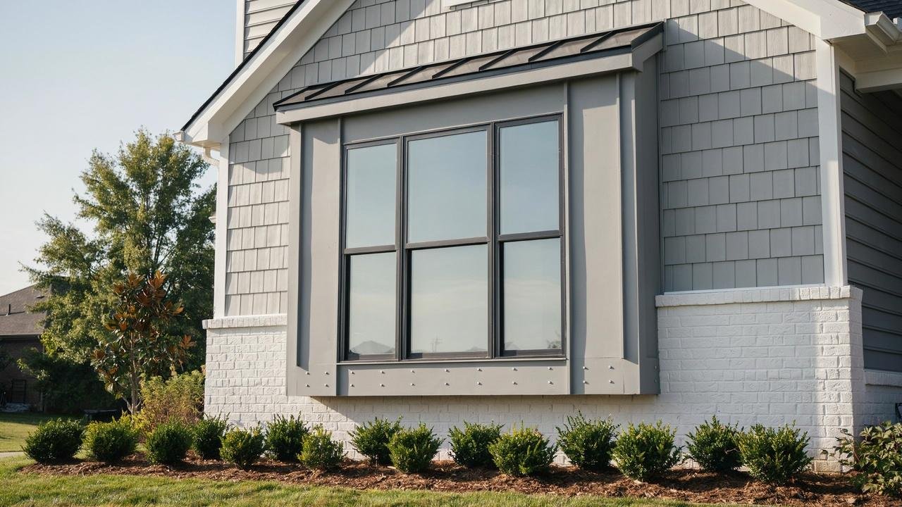 Properly installed aluminum window capping designed for water drainage.