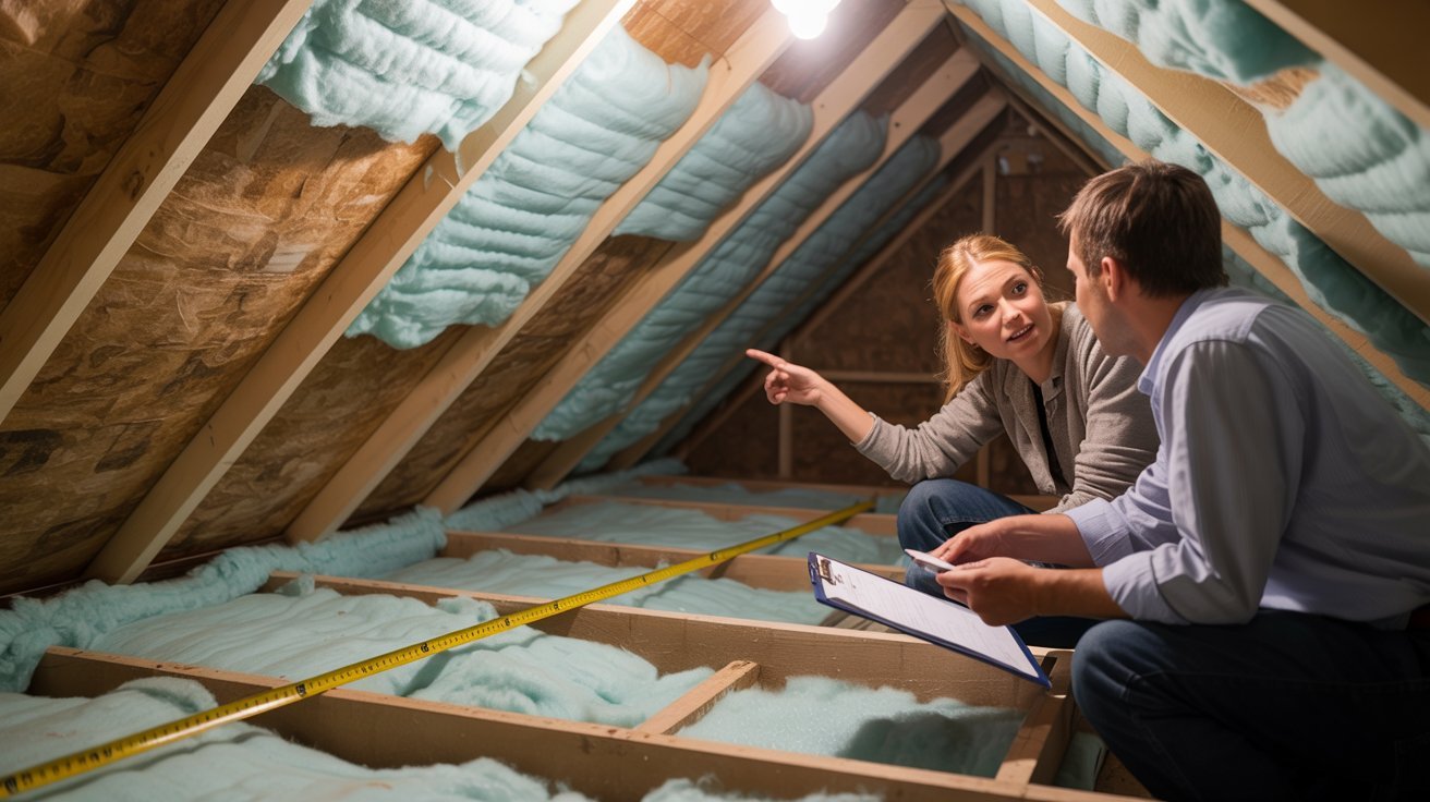 Small attic with cellulose insulation for a 500 square foot project.