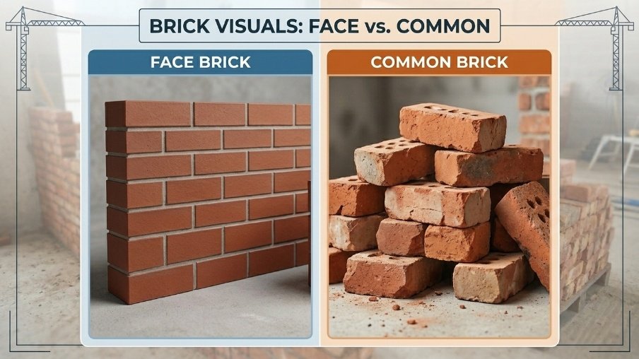 Uses of Face Bricks and Common Bricks