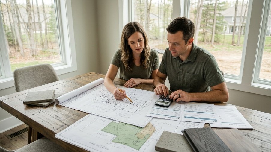 Planning and budgeting stage before starting custom home construction.