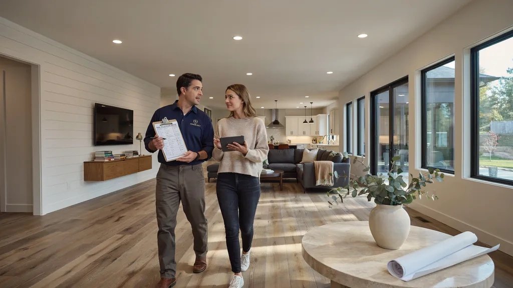 Final inspection and walkthrough before handing over a completed custom home.