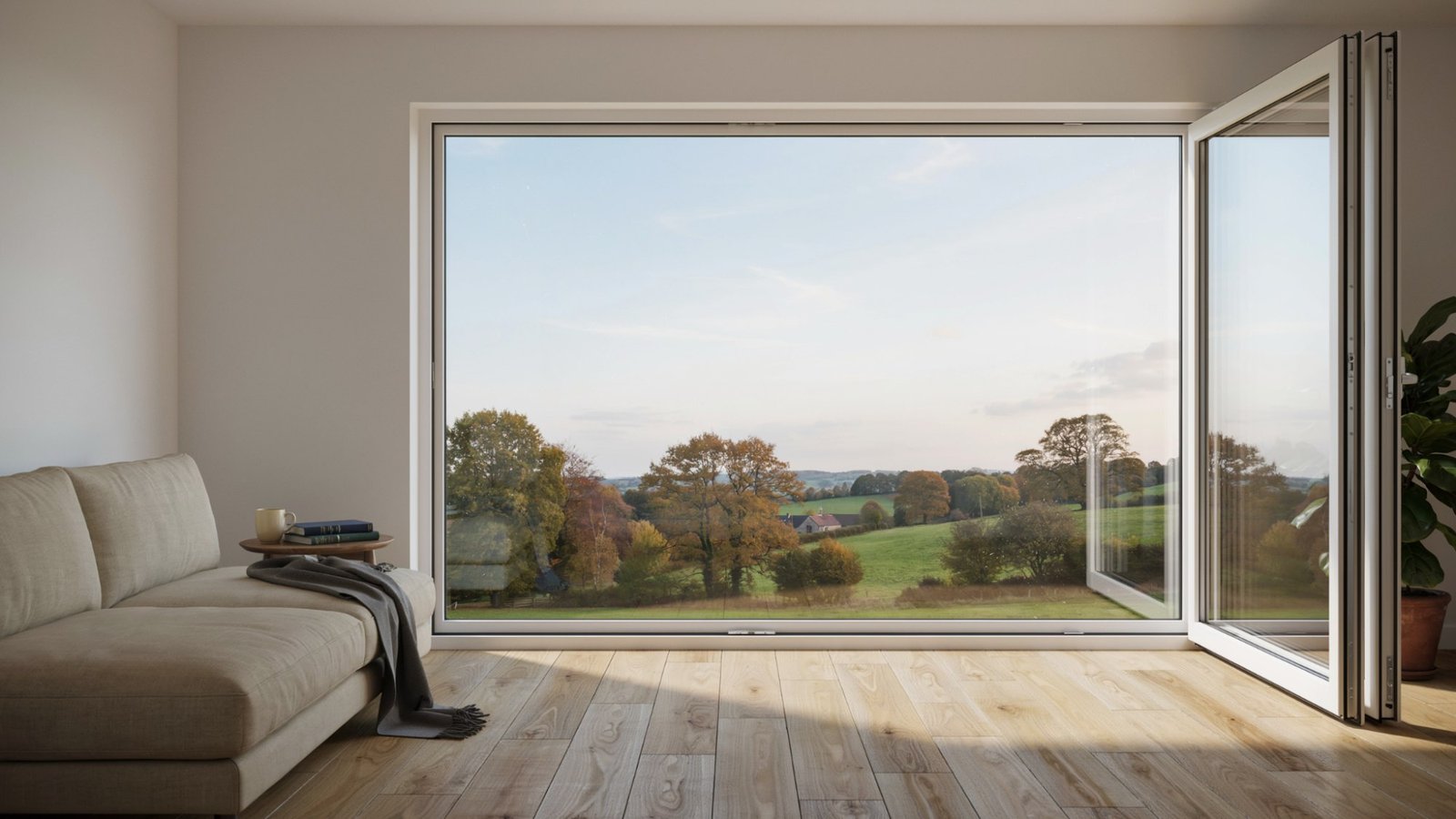 Modern double pane window with insulated glass in a bright, energy-efficient home.