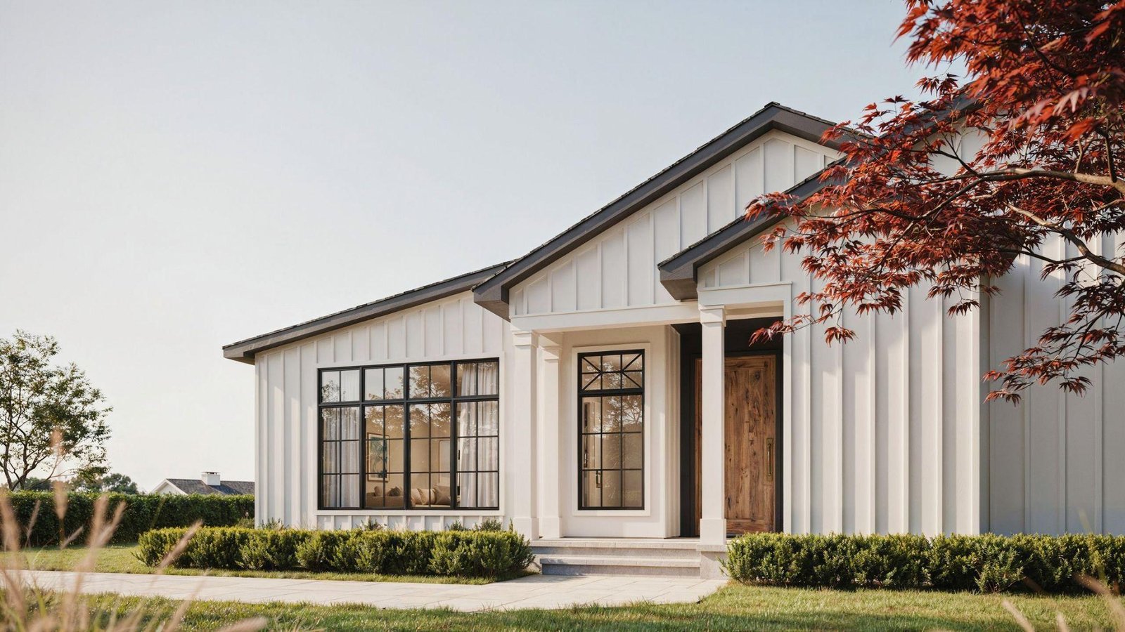 Classy home featuring decorative multi-paned windows with custom grille patterns and timeless architectural style.