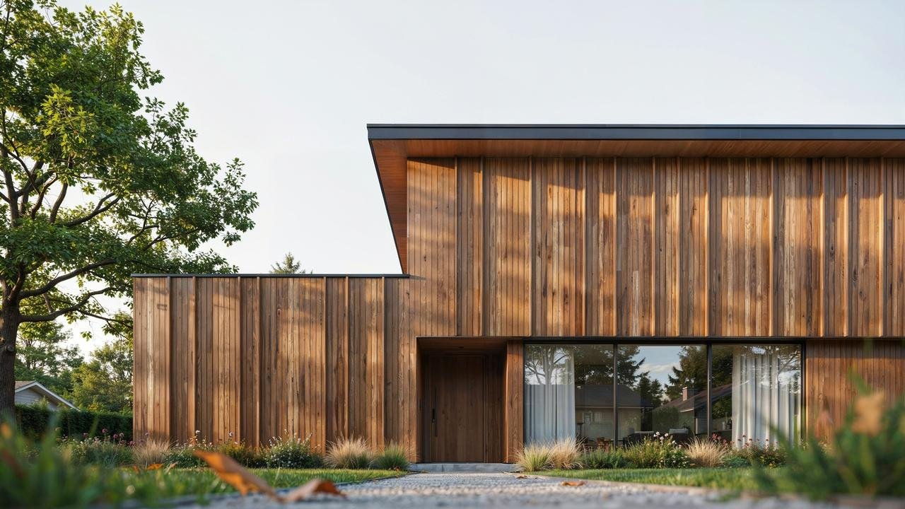Wood cladding creating a natural warm building exterior.