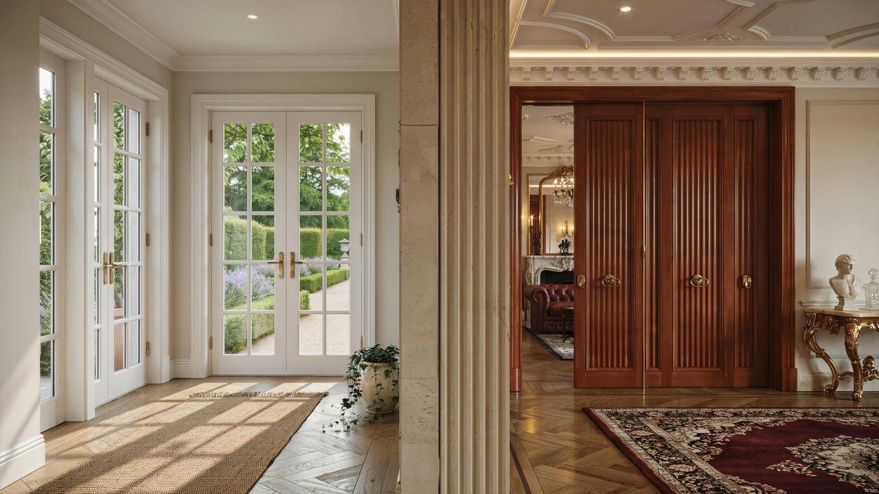 French doors and double doors compared in a stylish residential interior.