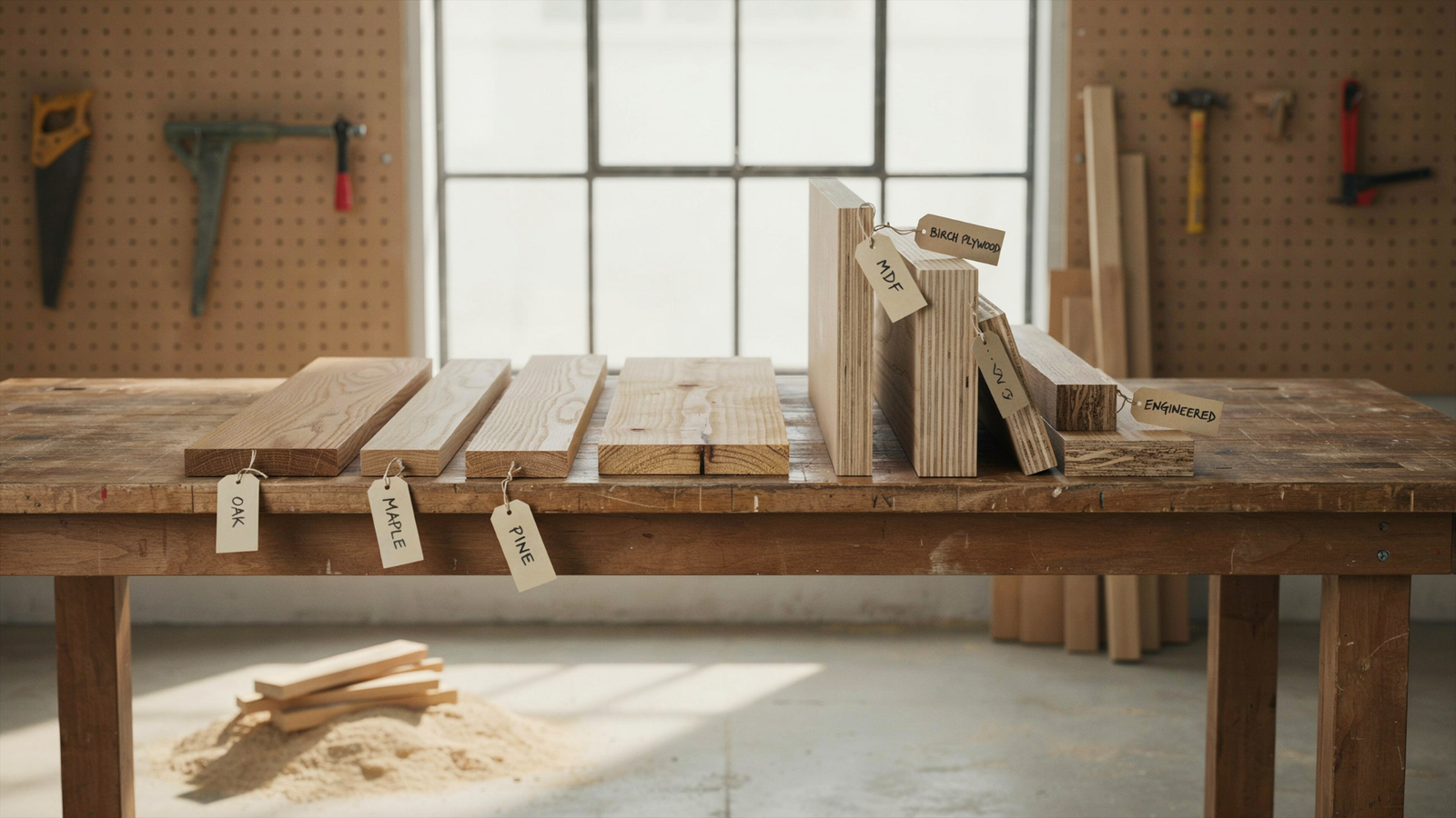 Common wood and engineered materials used to manufacture residential millwork.