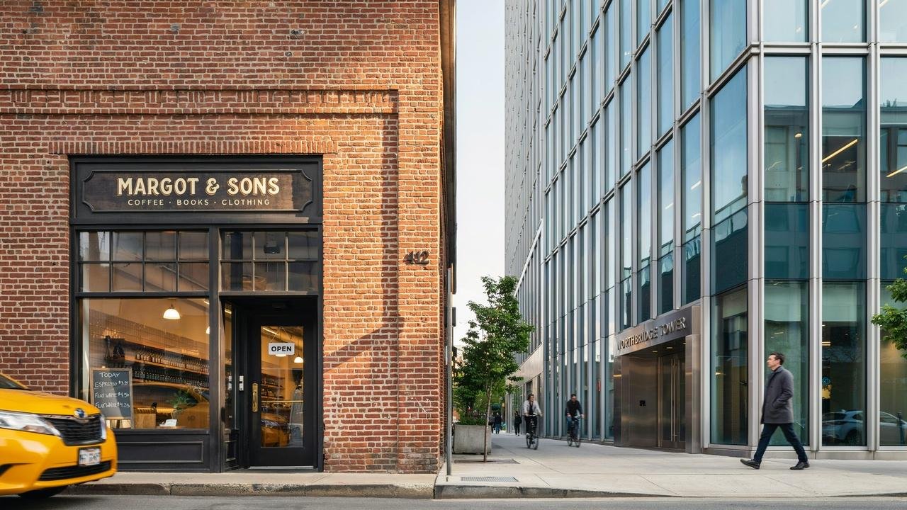 Comparison of the visual appearance of storefront and curtain wall building facades.