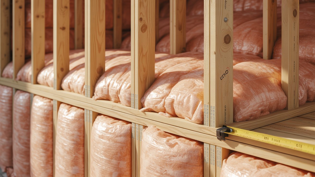 R11 and R13 insulation installed inside a standard 2x4 wall cavity.