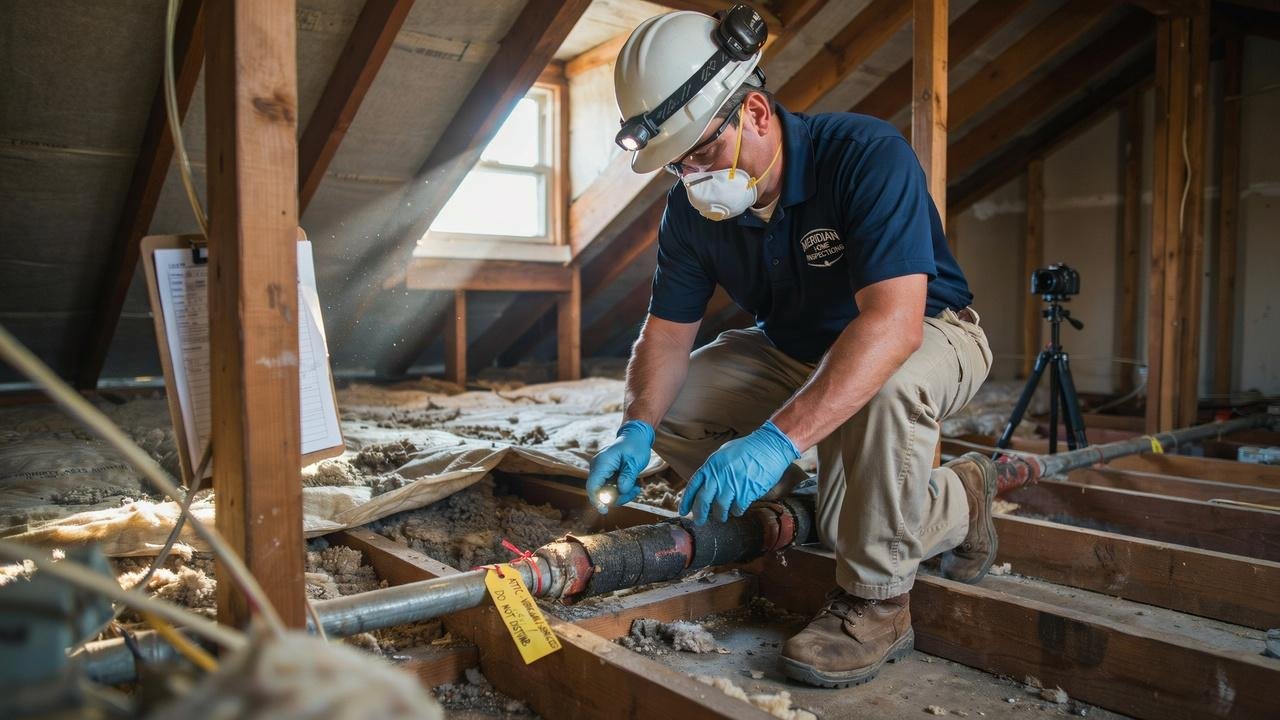Warning signs that may indicate the presence of asbestos insulation.