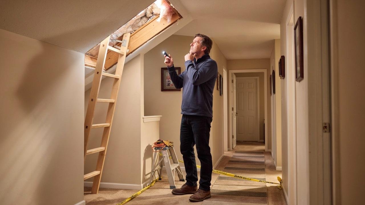Homeowner avoiding contact with suspected asbestos insulation.