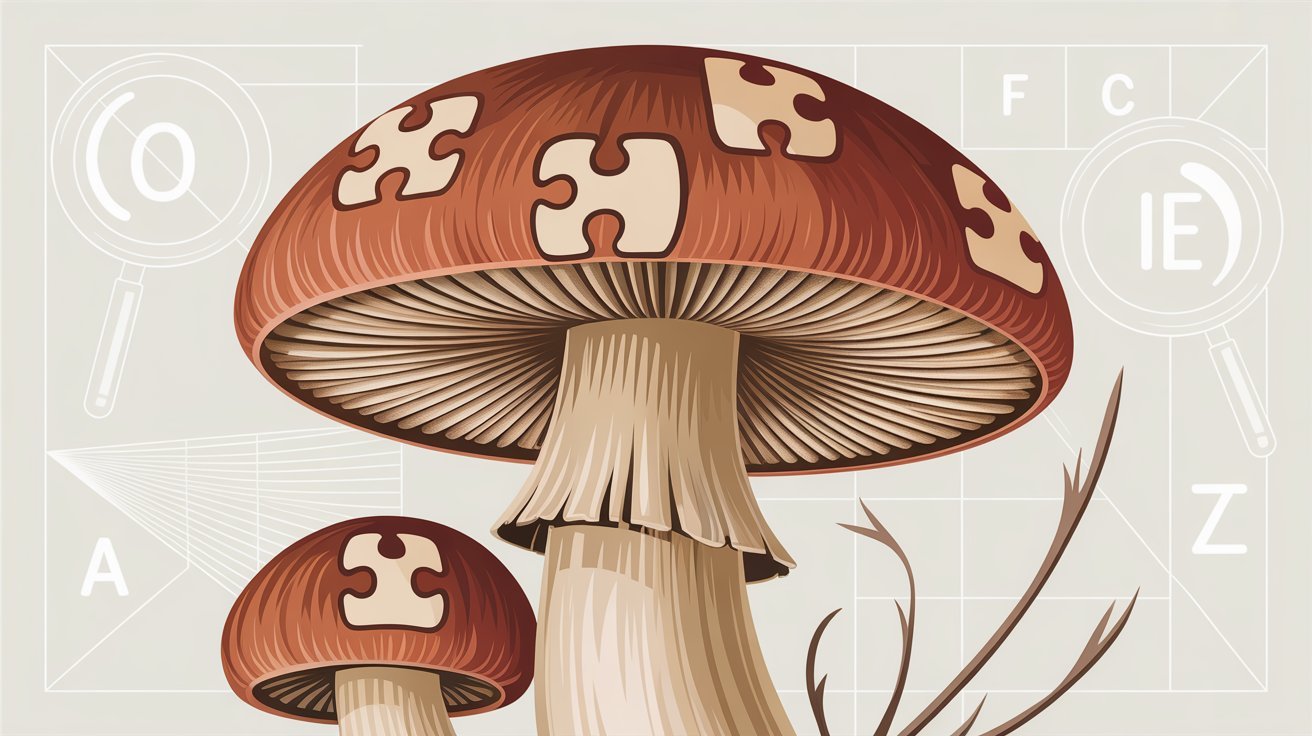 Detailed mushroom image illustrating the hidden wordplay behind the riddle answer.