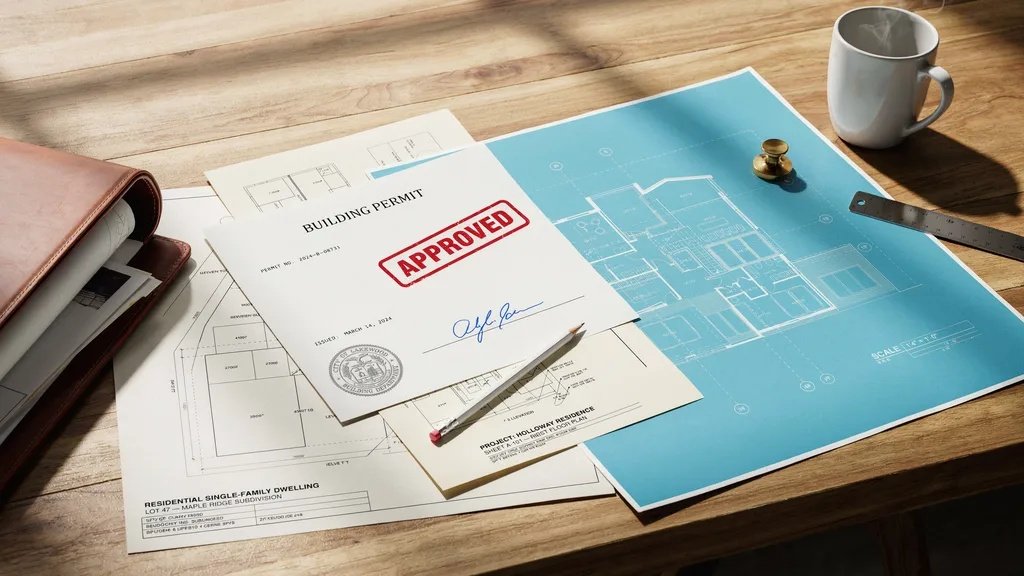 Permits and approvals required before beginning custom home construction.