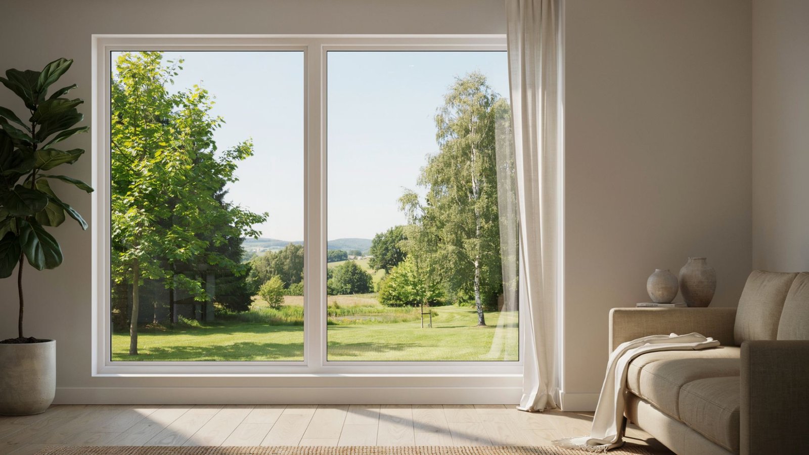 Double pane window with insulated glass brightening a modern, energy-efficient home.