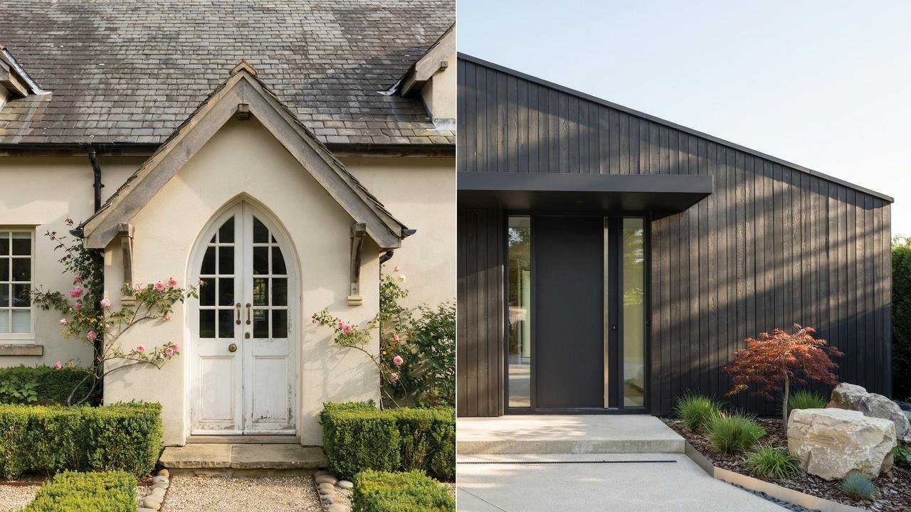 Different home styles paired with suitable door designs.