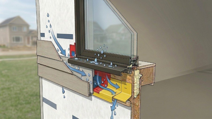 Sealing and weatherproofing a window installation to prevent air leaks and water damage.